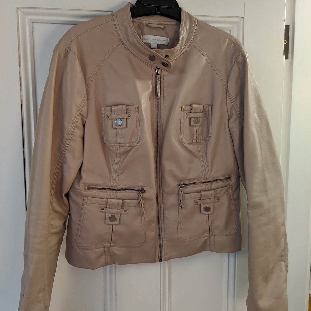Beige faux leather jacket